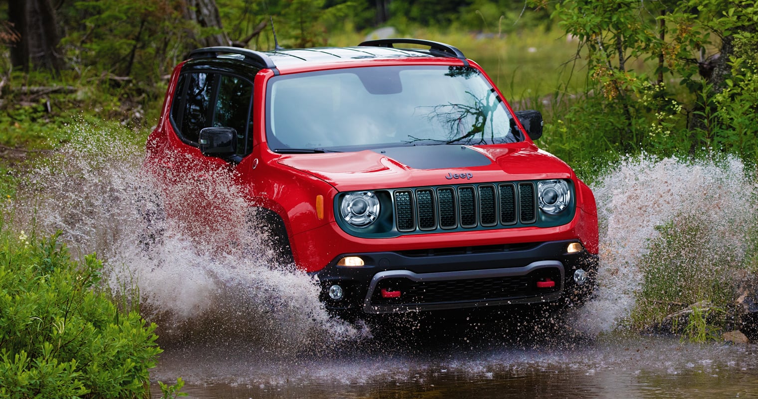 2022 Jeep Renegade Trailhawk in red offroad