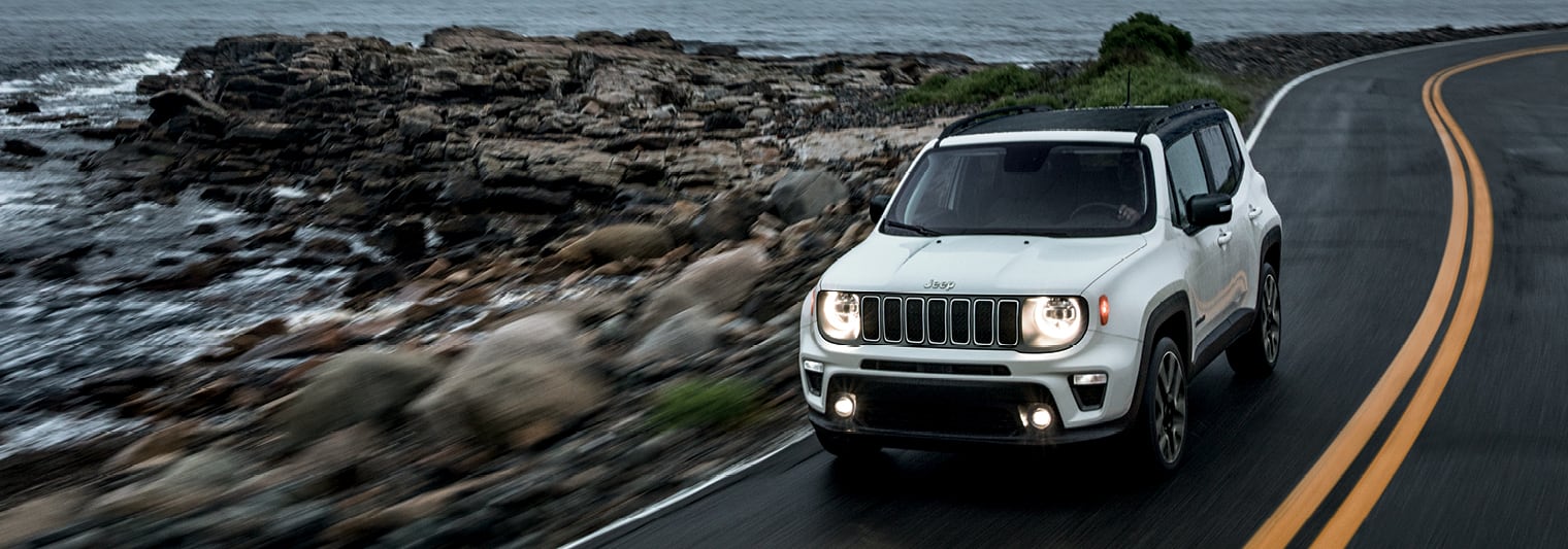 2022 Jeep Renegade compact SUV in white on road