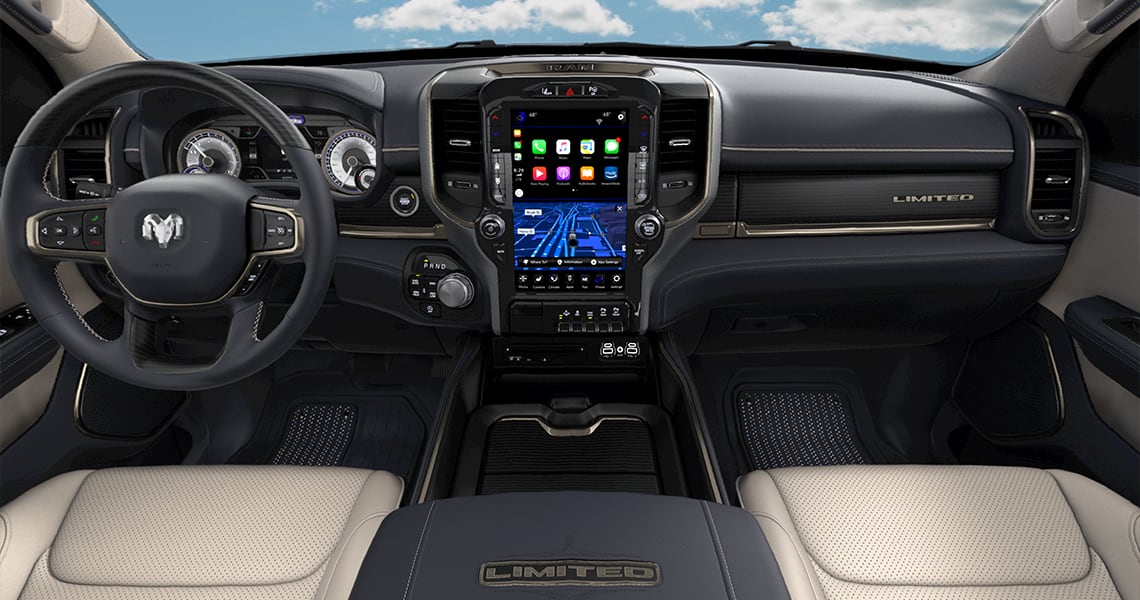 New 2022 RAM 1500 Truck, interior dashboard with large infotainment screen