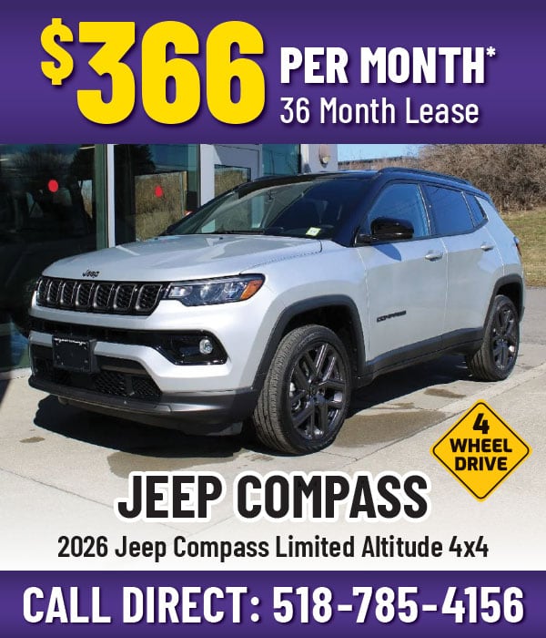 Lease a New 2026 Jeep Compass Limited Altitude 4x4 for Only $366 Per Month*